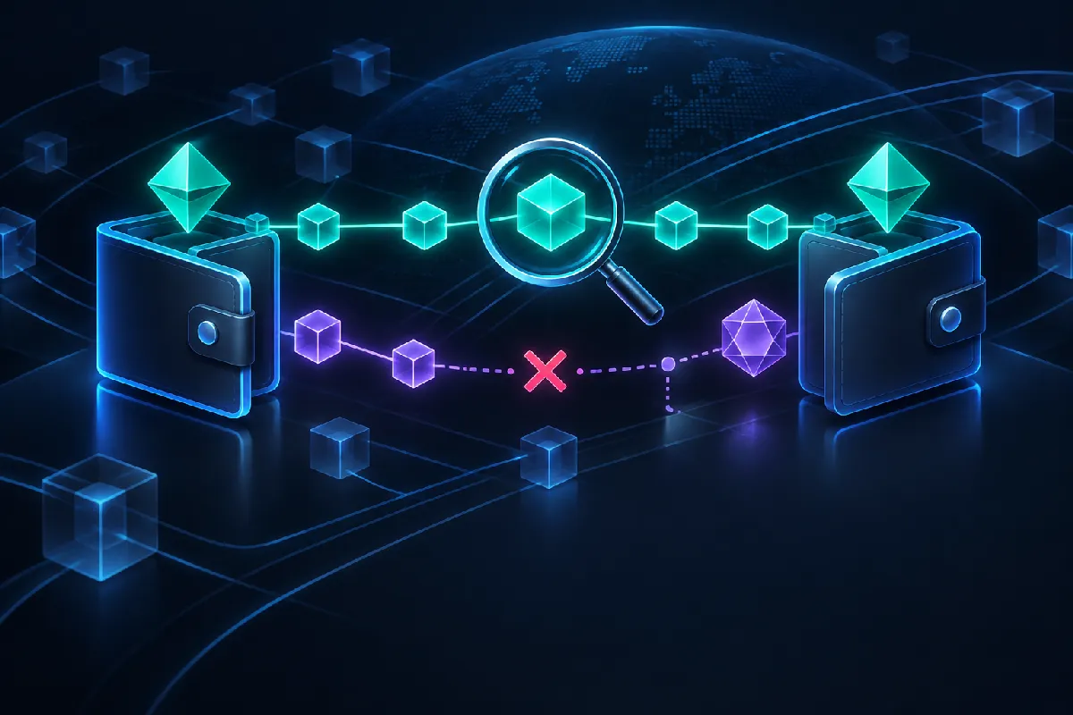 Koyu zemin üzerindeki neon geometrik bağlantılar, bets10 usdt transferlerinde eşleşen ve uyumsuz blokzincir ağlarını betimliyor.